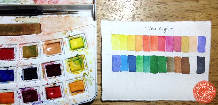 Van Gogh watercolor swatches